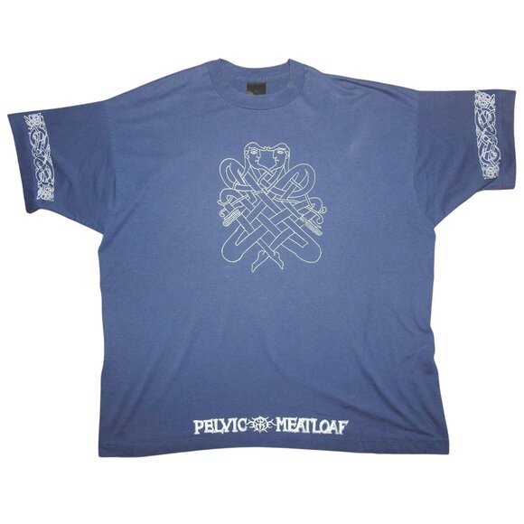 Vintage Pelvic Meatloaf Single Stitch Short Sleeve Navy Band Tee T-Shirt 3XL - Picture 1 of 8